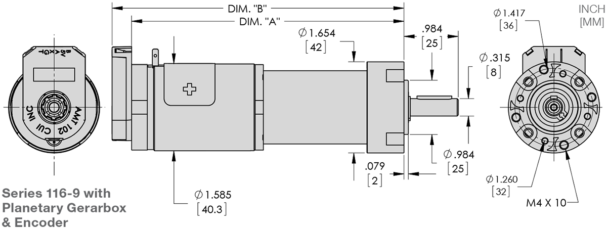 Series 116-9 - 1.6 inch Planetary Gear Motor (Plastic) Standard Options