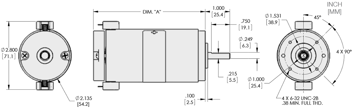Series 121-1 - 2.1 inch DC Motor Technical Drawings