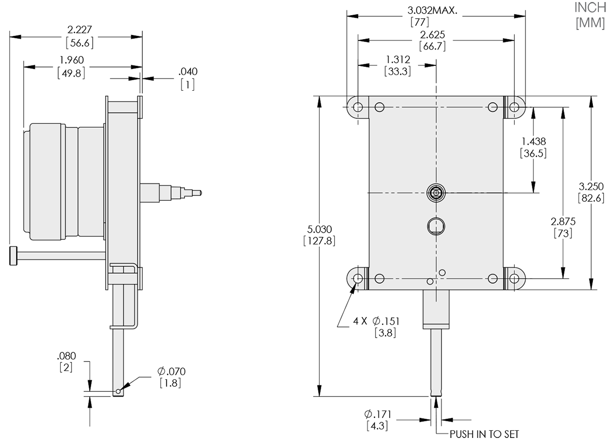 AC Clock Movement - C Mount Technical Drawings