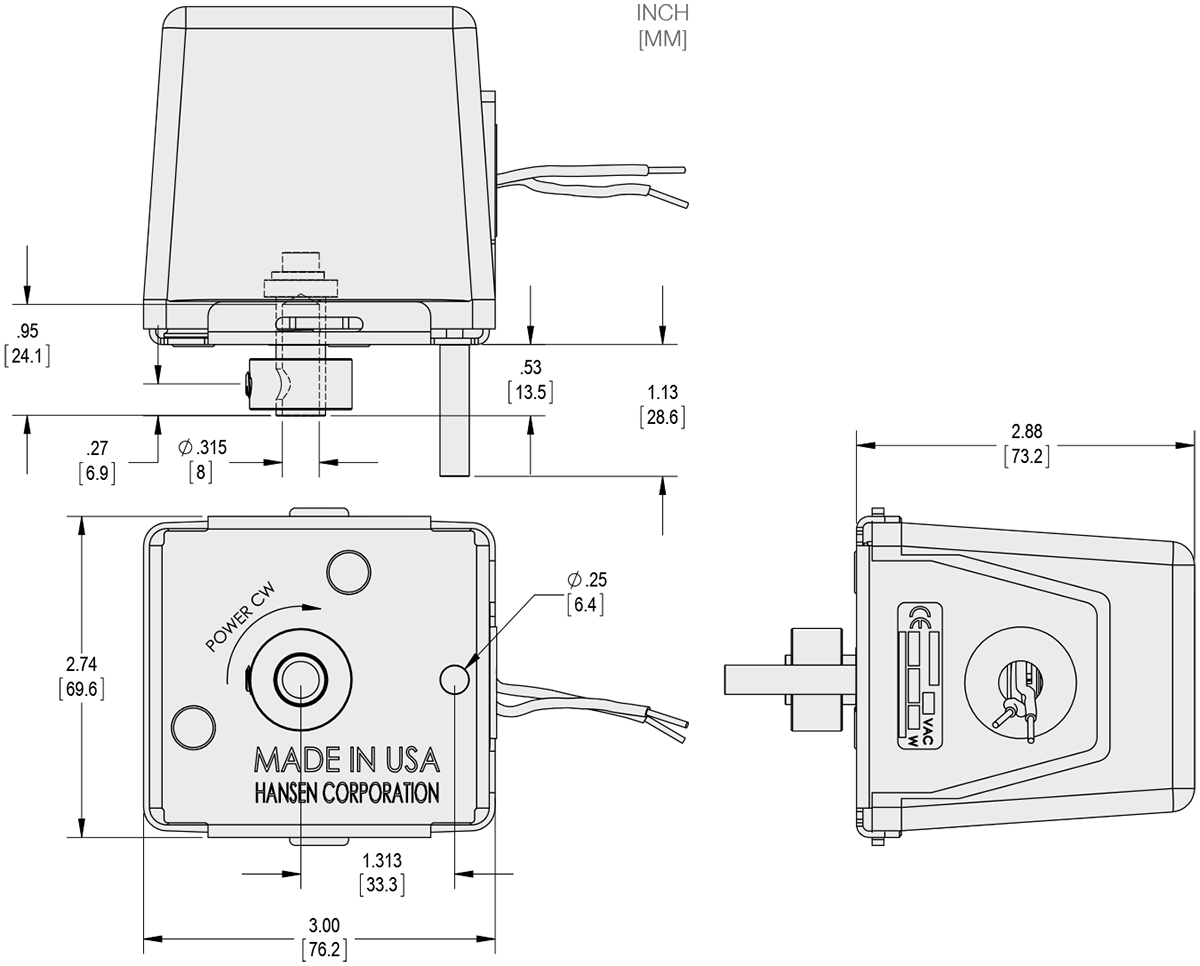 Series 135-6 - Spring Return Actuator Technical Drawings