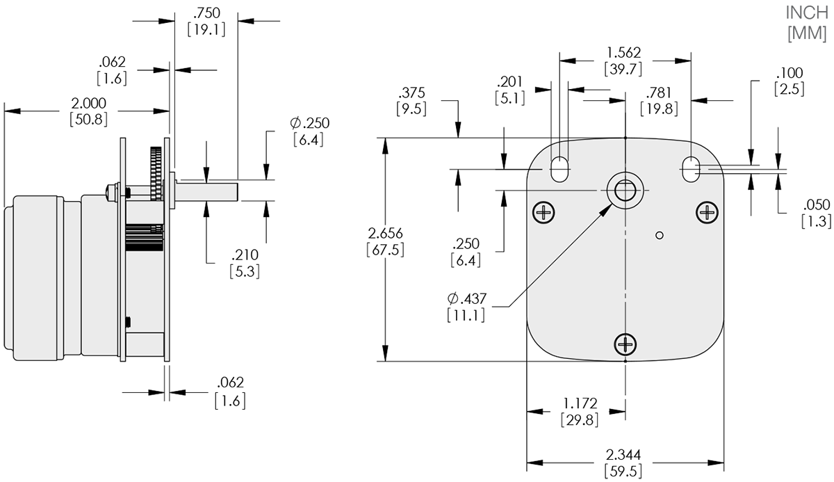 Chart Drive - Square Mount Technical Drawings