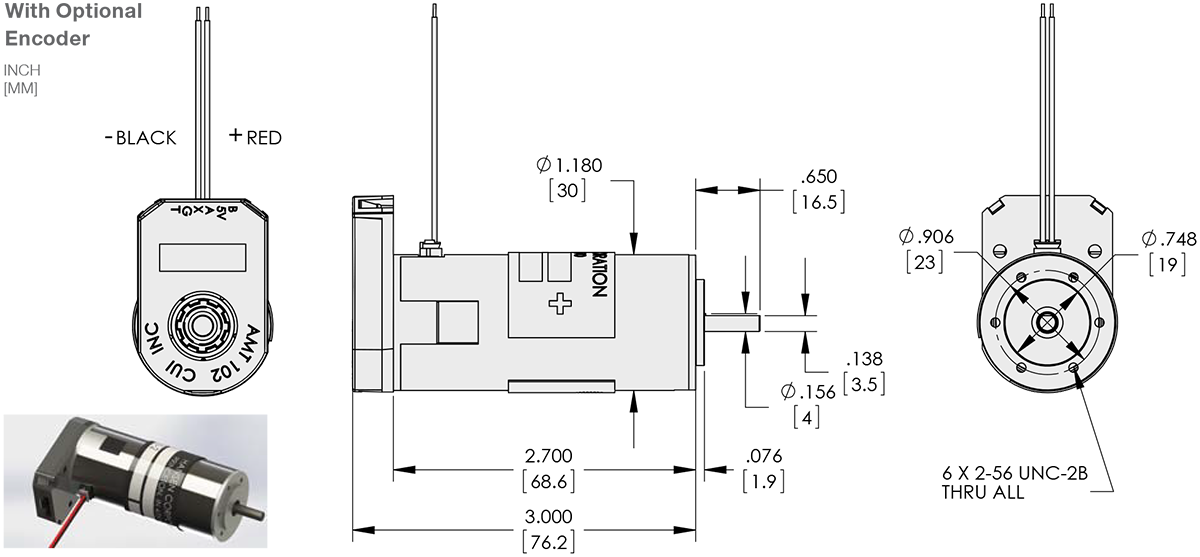 Series 111-2 - 1.1 inch 30mm PMDC Brush Motor Standard Options