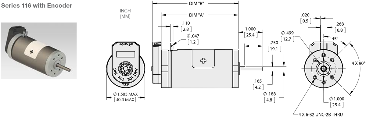 Series 116-1 - 1.6 inch DC Motors Standard Options