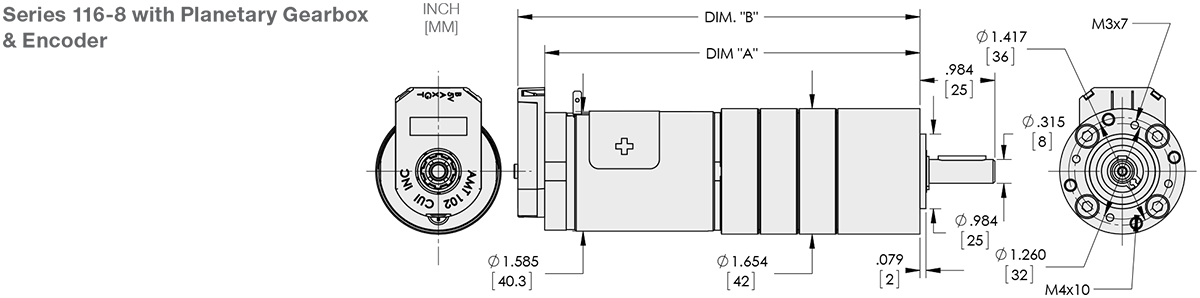 Series 116-8 - 1.6 inch Planetary Gear Motor (Metal) Standard Options