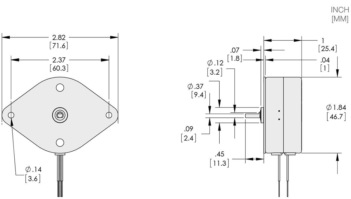 Series 119-1 - Size 19 Step Motor Technical Drawings