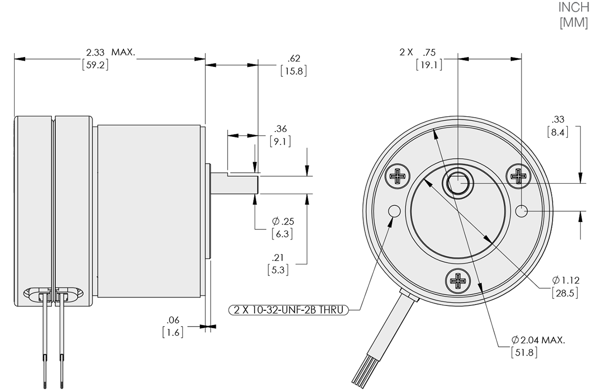 Series 123-4 - Size 23 Step Gear Motor Technical Drawings